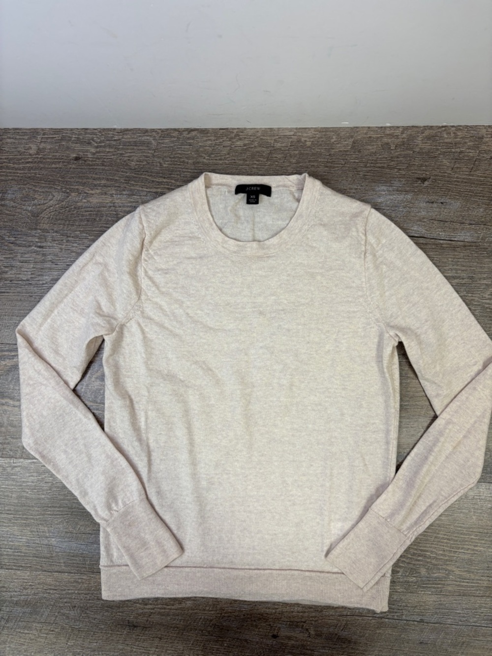 J.Crew 100% Merino Wool Sweater XS Cream Lightweight Crewneck Classic
